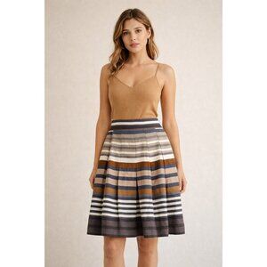 Banana Republic A Line Skirt Striped Linen Pockets Fit Flare Womens Size 12